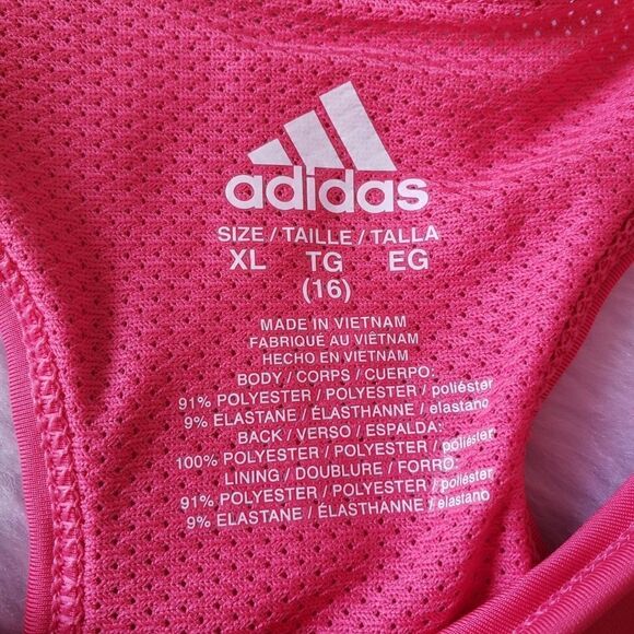 Adidas Pink Black White Sports Bra Women's Small S / Girls XL Primeknit New - Picture 3 of 6